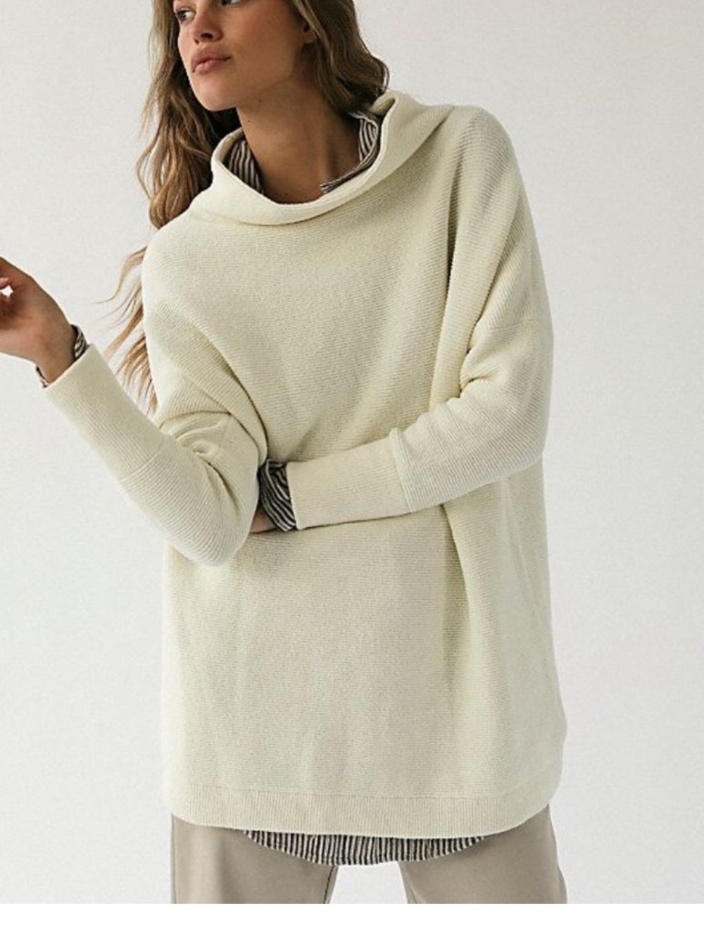 Free People cream ottoman tunic Sweater Cream Ivory size M Oversized